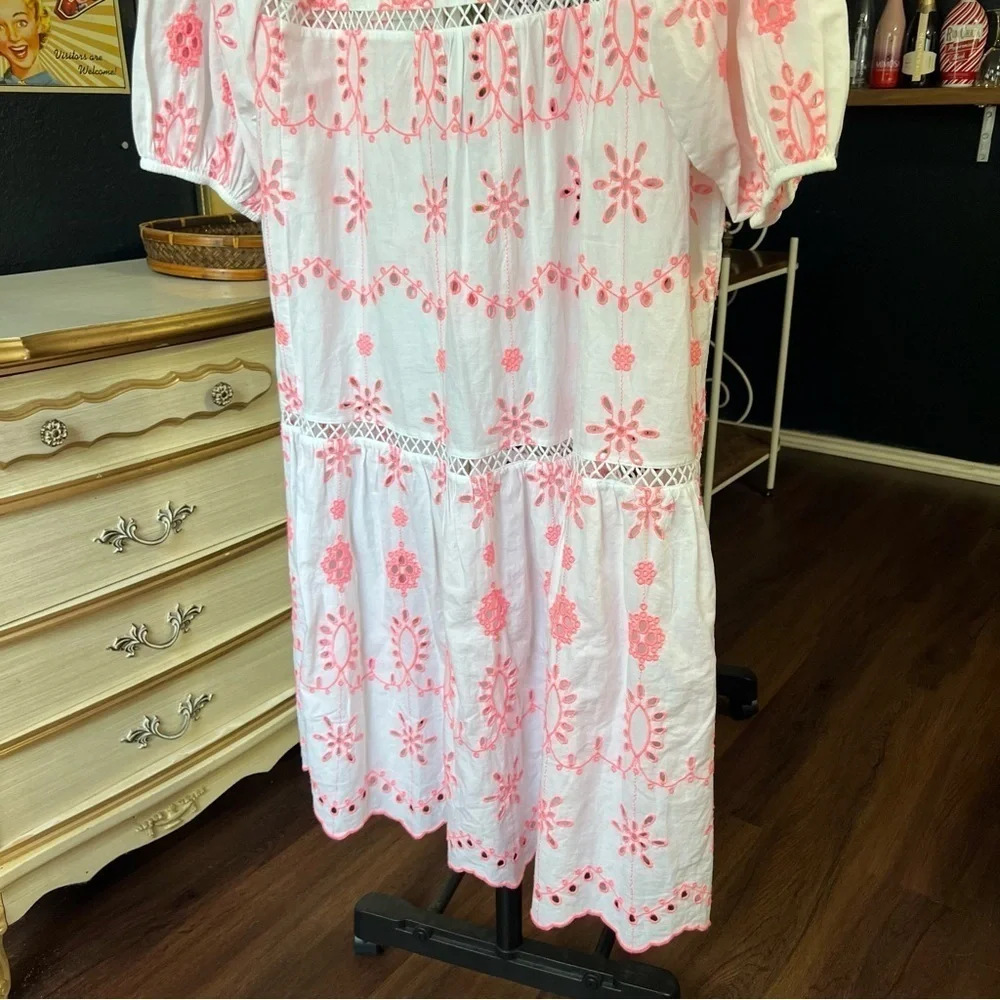 J. Crew Cotton Embroidered Balloon Sleeve Cover-up Dress Small